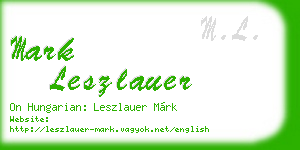 mark leszlauer business card